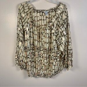 Vintage Cache 100% Silk Sequin Embellished Blouse